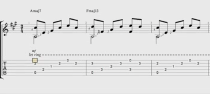 Free Moon River Guitar Tab Based on the of theme of the song